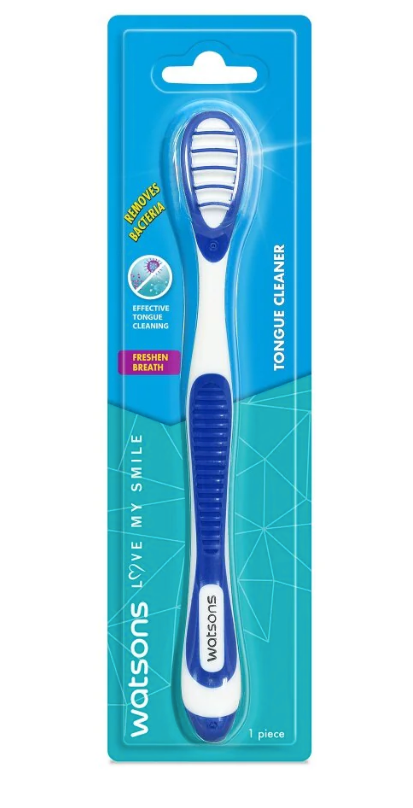 Watsons Tongue Cleaner 1 piece blister pack as a dental hygiene accessory within the bulk oral care corporate collection.