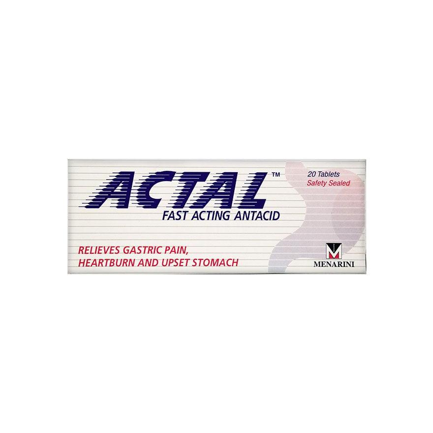 ACTAL Fast Acting Antacid Tablets (Relieves Gastric Pain, Heartburn & Upset Stomach) 20s
