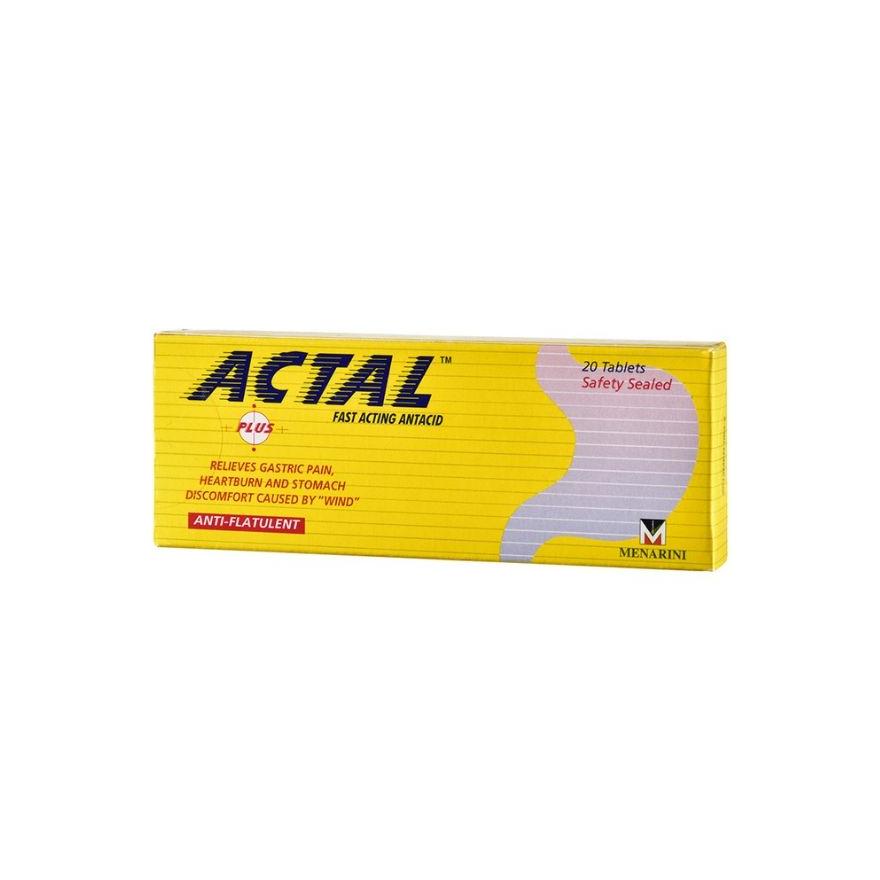 ACTAL Plus Fast Acting Antacid Tablets (Relieves Gastric Pain, Heartburn & Stomach Discomfort) 20s