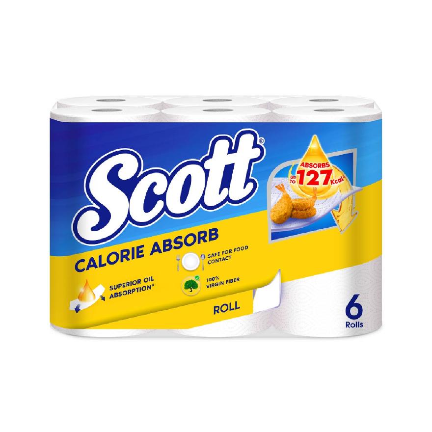 SCOTT Everyday Cooking Premium Kitchen Towel Virgin Fiber Calorie Light 55s x 6 Rolls