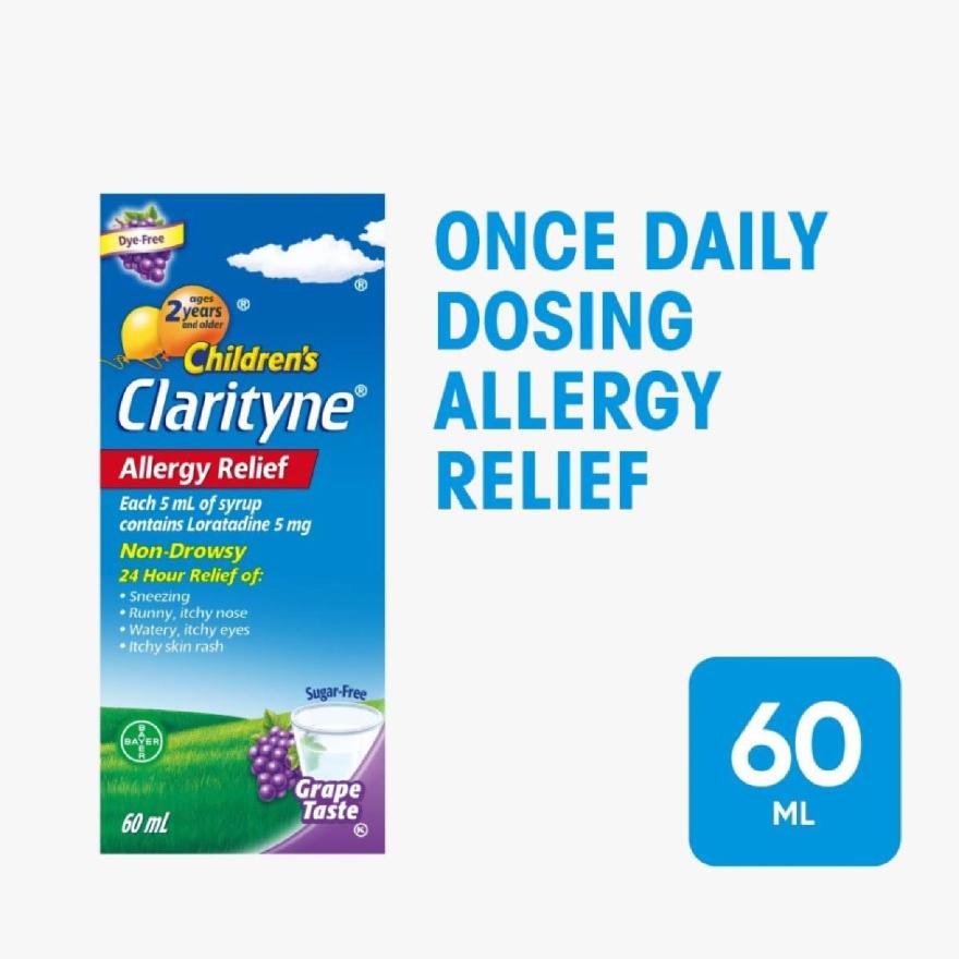 CLARITYNE Non*Drowsy Allergy Relief Syrup Grape Flavour (Suitable for Kids above 2yrs old) 60ml