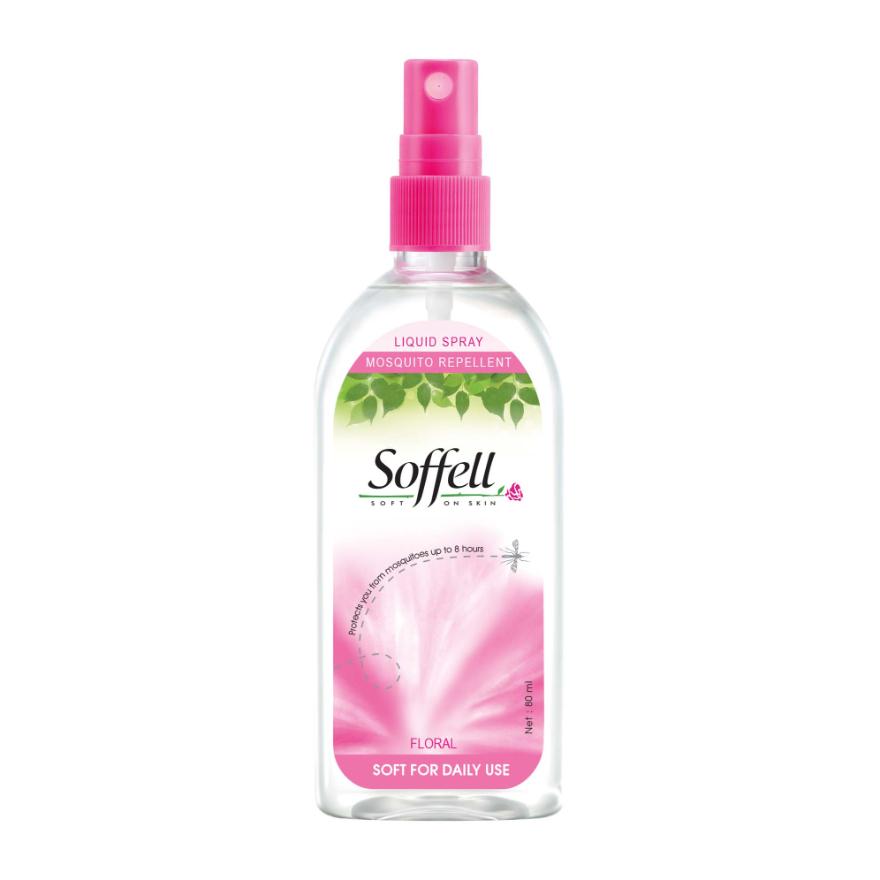 SOFFELL Floral Scented Insect Repellent (Contains DEET As Active Ingredient + Comes In Pump Action Bottle + Up To 8 hours Protection) 80ml