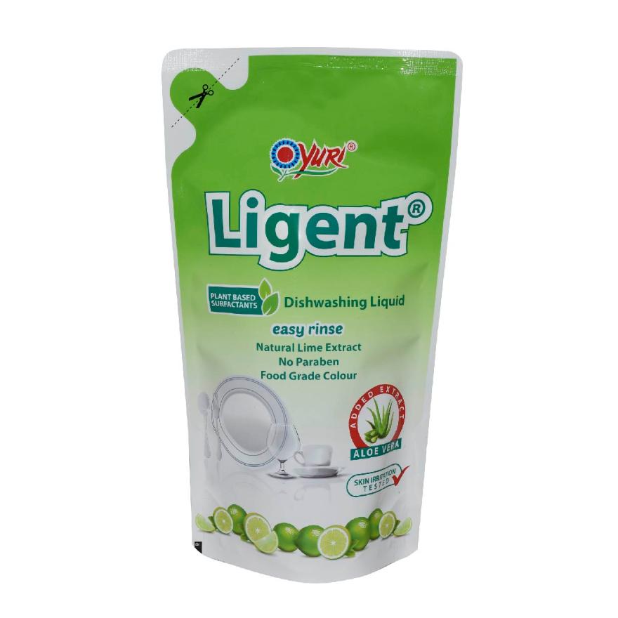 YURI Ligent Antibacterial Dishwashing Liquid Refill Lime 600ml