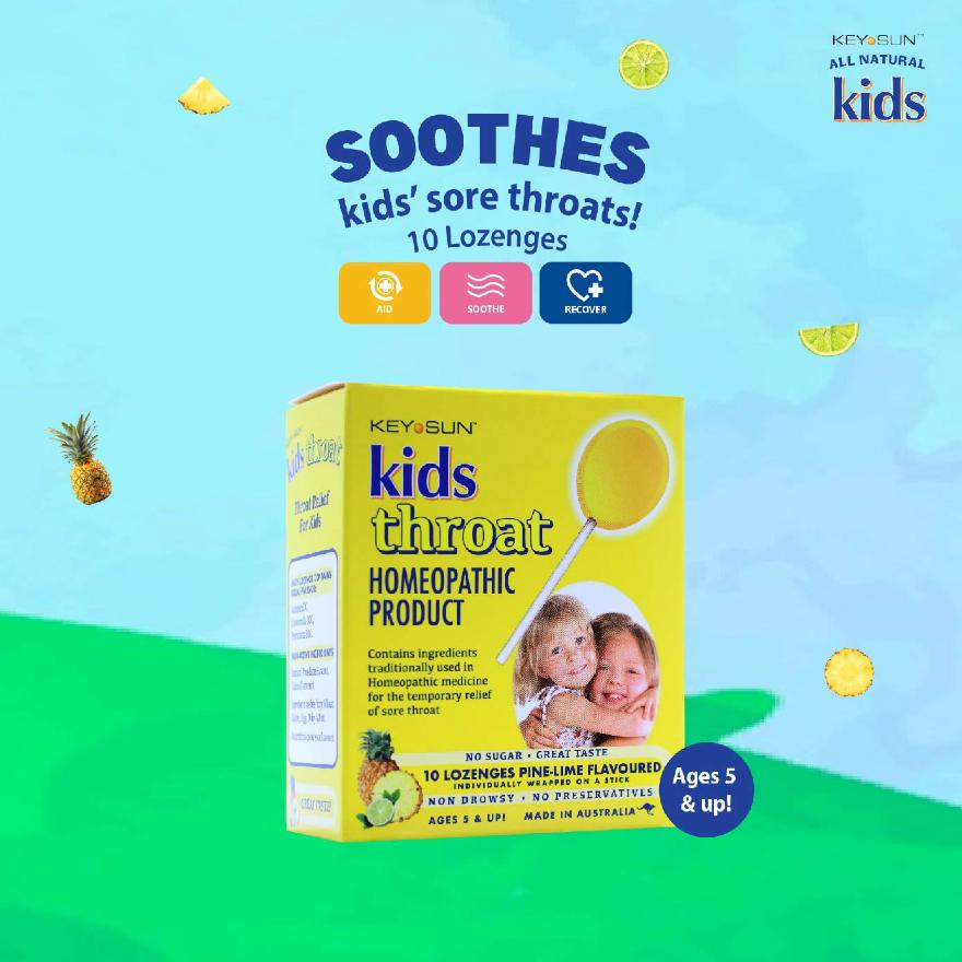 KEY SUN All Natural Kids Lozenges for Kids Pine-Lime (Individually Packed + Suitable for Age 5 & Up) 10s