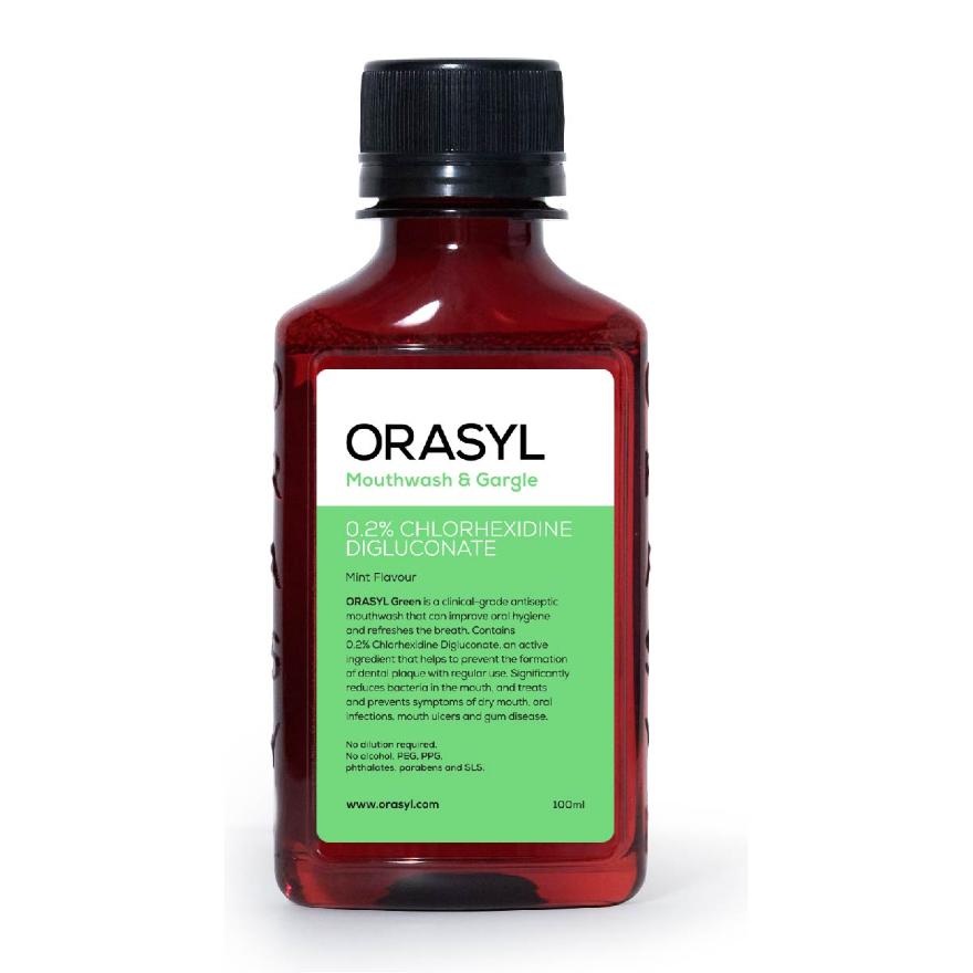 ORASYL Mouthwash & Gargle Green 1% Povidone-Iodine Mint Flavor 100ml