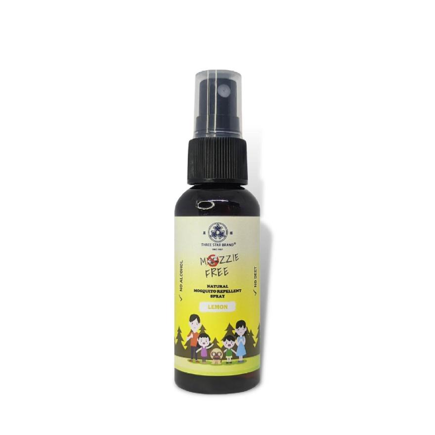 THREE STAR BRAND Natural Mozzie Free Natural Mosquito Repellent Spray Lemon (No Alcohol) 50ml