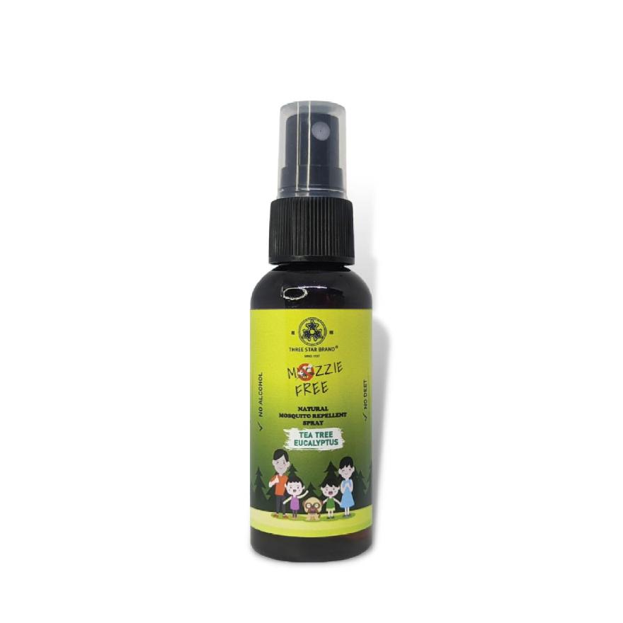THREE STAR BRAND Natural Mozzie Free Natural Mosquito Repellent Spray Tea Tree Eucalyptus (No Alcohol) 50ml