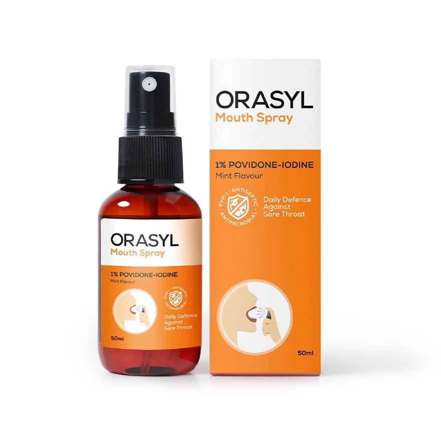 ORASYL Orange Povidone-Iodine Mouth Spray Mint Flavor 50ml