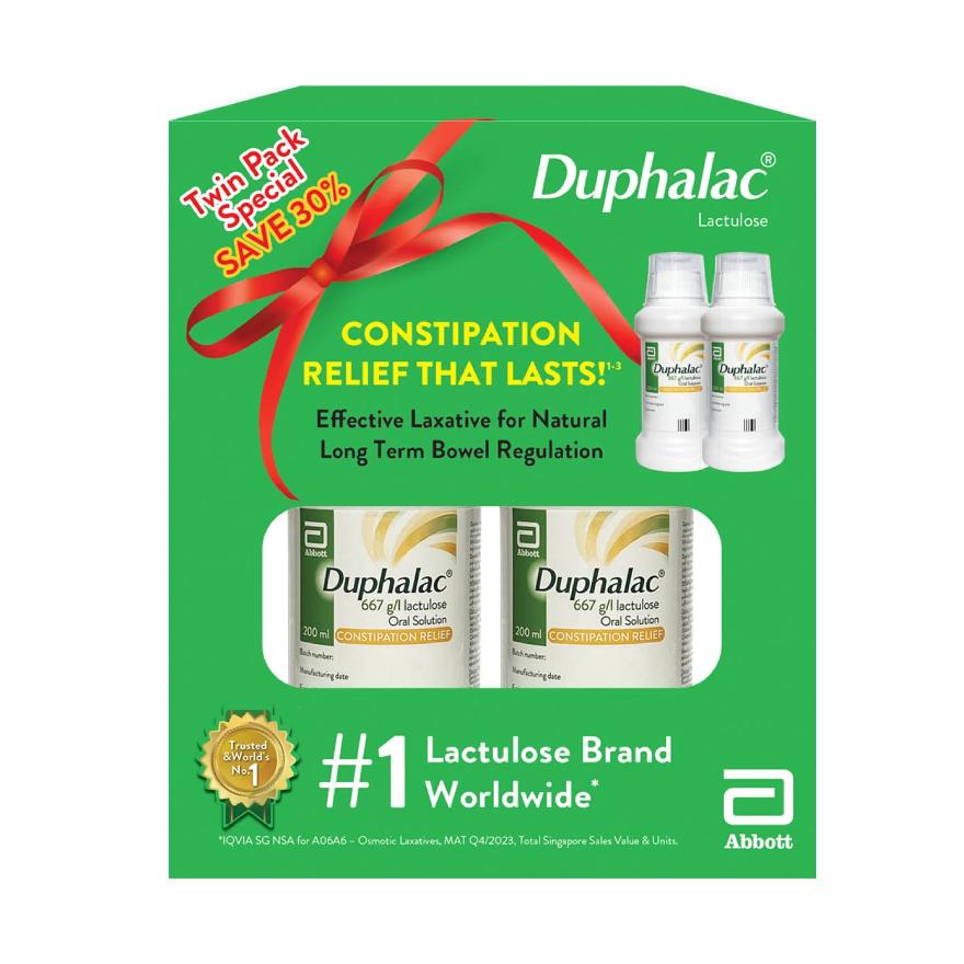 ABBOTT Duphalac Lactulose Oral Solution Twin 200ml x 2s