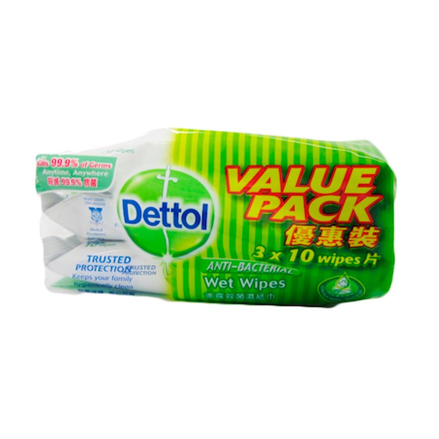 DETTOL Anti-Bacterial Wet Wipes Original 10s x 3 pack
