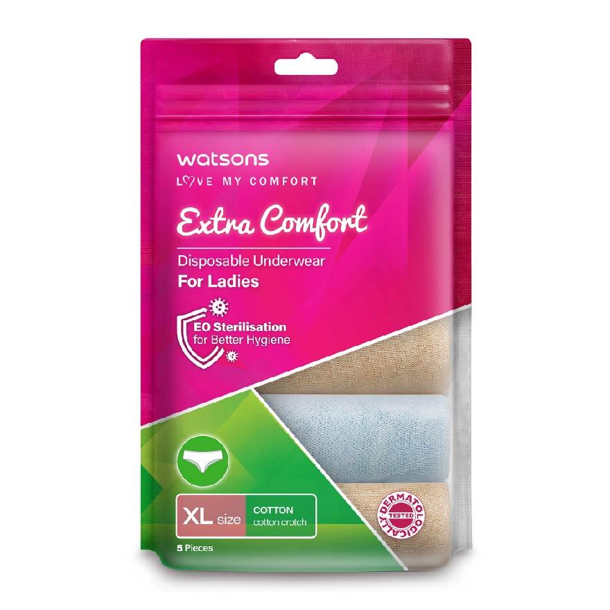 WATSONS Extra Comfort Disposable Underwear for Ladies Size XL (Cotton, Dermatologically Tested) 5s