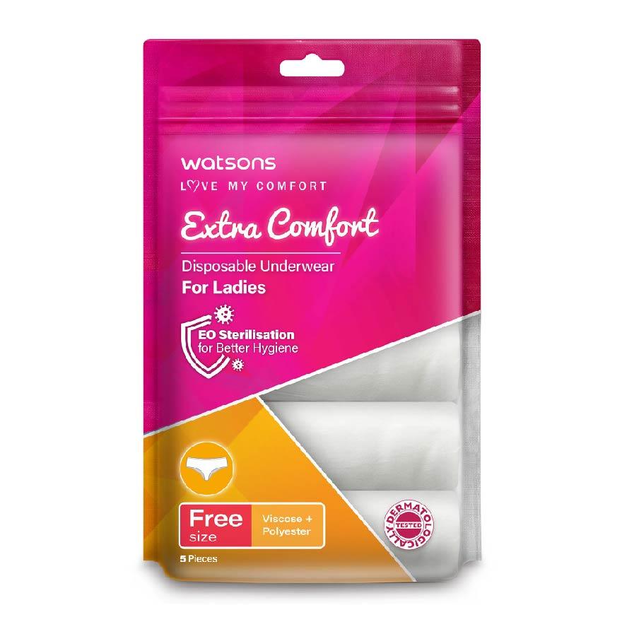 WATSONS Extra Comfort Spunlace Disposable Underwear for Ladies Free Size (Dermatologically Tested) 5s