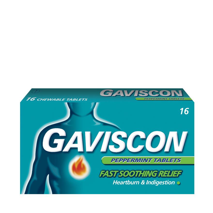 GAVISCON Chewable Tablet Peppermint (For Fast Relief of Heartburn & Indigestion) 16s