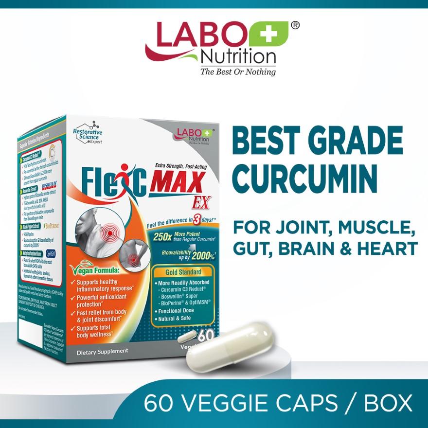 LABO NUTRITION FlexC Max EX Dietary Supplement Veggie Capsule (Turmeric Curcumin C3 & Boswellia Extract With Anti-Inflammatory For Joint Muscle & Body Discomfort)