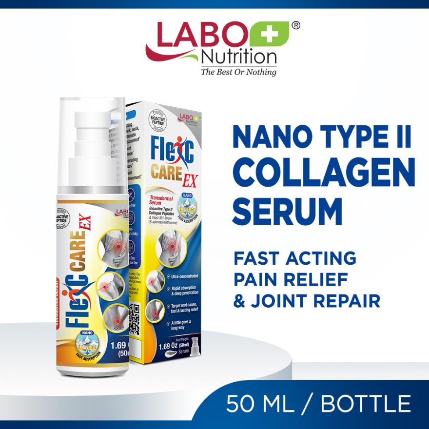 LABO NUTRITION Flexc Care EX Topical Type II Collagen Peptide Serum (Fast And Long Lasting Pain Relief For Knee, Joint, Muscle, Shoulder, Neck, Back Ache, Arthritis And Anti Inflammatory) 50ml