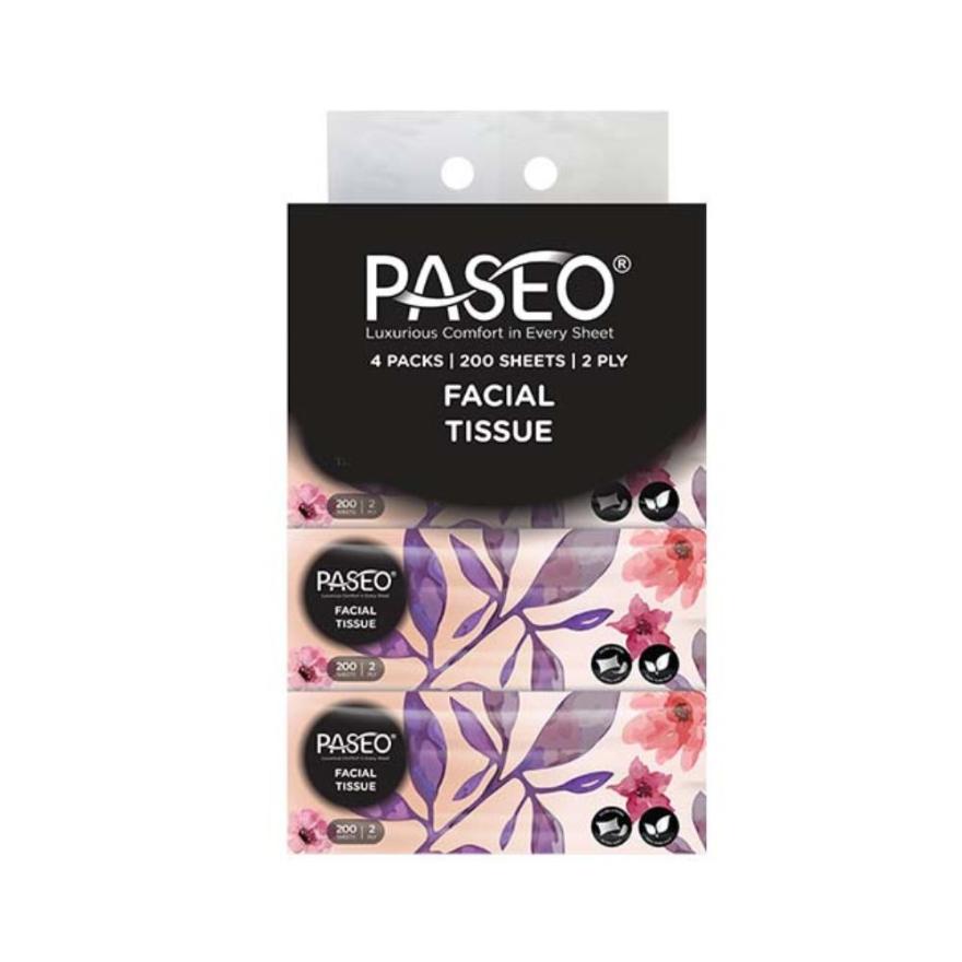 PASEO Soft Pack Tissue 2 Ply (Attractive Simplicity In Soft Pack Design) 200s X 4s