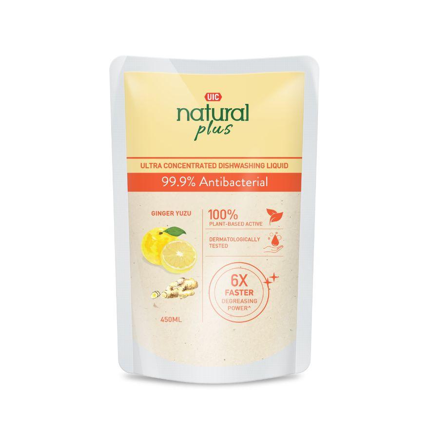 UIC Natural Plus Ultra Concentrated Dishwashing Liquid Refill Pack (99.9% Antibacterial) 450ml