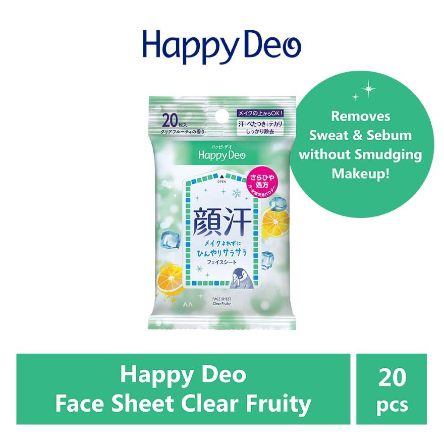 HAPPY DEO Face Sheet Clear Fruity (Remove Sweat + Sebum without Smudging Makeup) 20s
