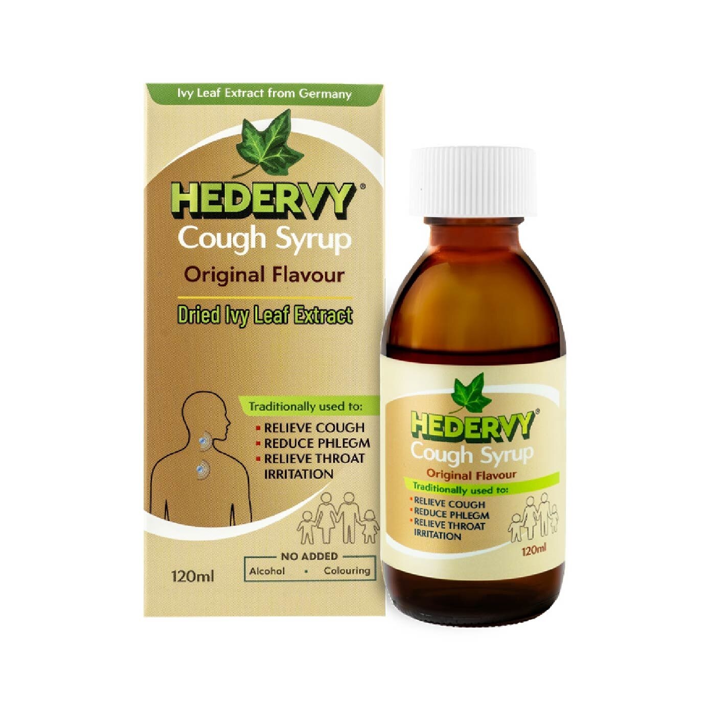HEDERVY Cough Syrup Original (To Relieve Cough, Reduce Phlegm & Relieve Throat Irritation) 120ml