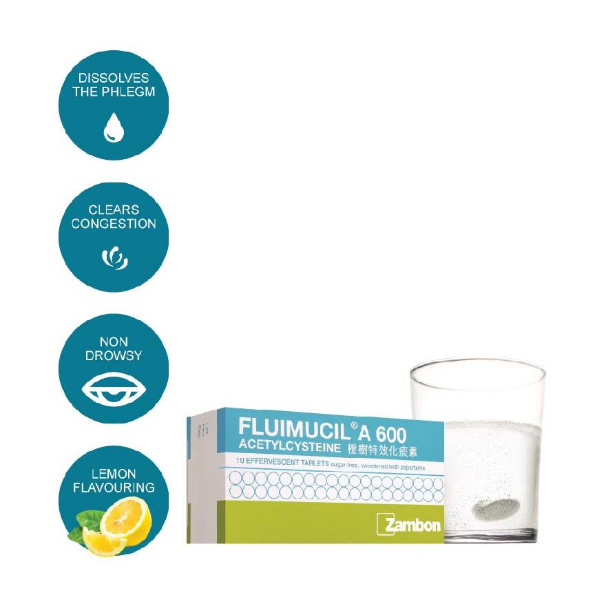 FLUIMUCIL A600mg Effervescent 10's