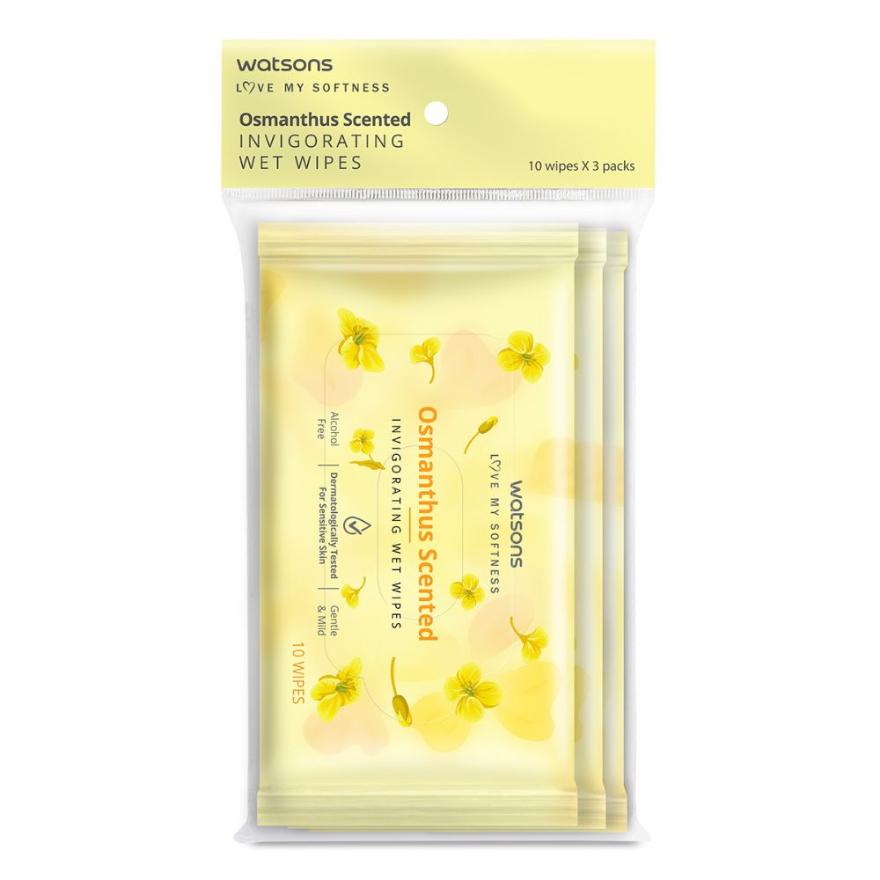 WATSONS Scented Invigorating Wet Wipes Osmanthus 10s x 3 packet