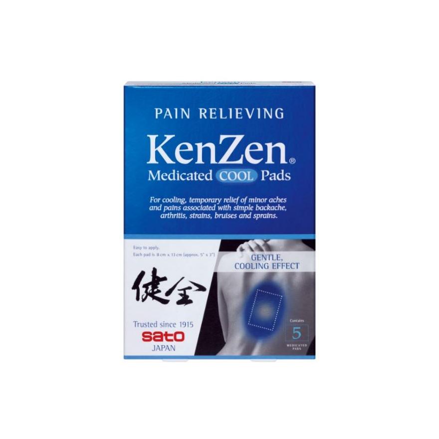 KENZEN Medicated Cool Pad (Temporary Relief Minor Aches & Pain) 5s