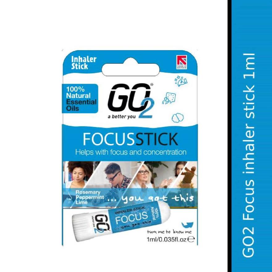 GO2 100% Natural Essential Oils Focus Inhaler Stick 1s