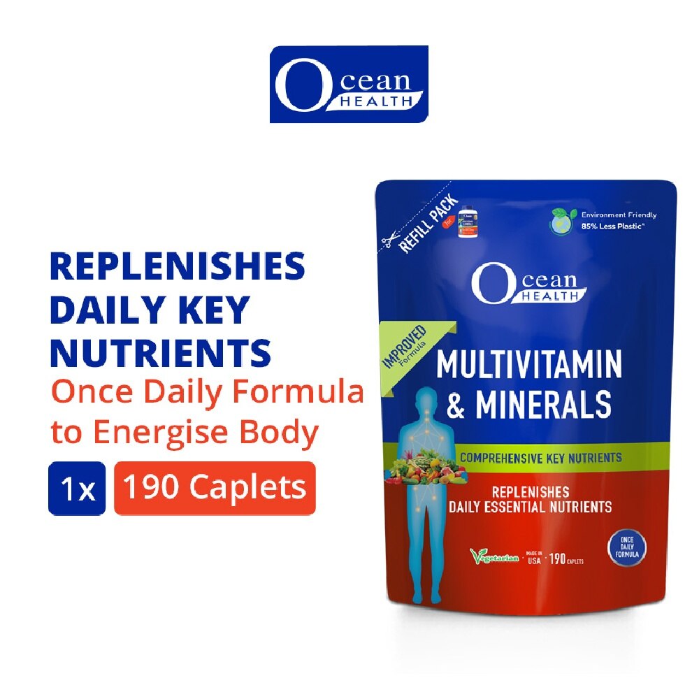 OCEAN HEALTH Multivitamin and Minerals Replenishes Daily Key Nutrients Refill Pouch 190s