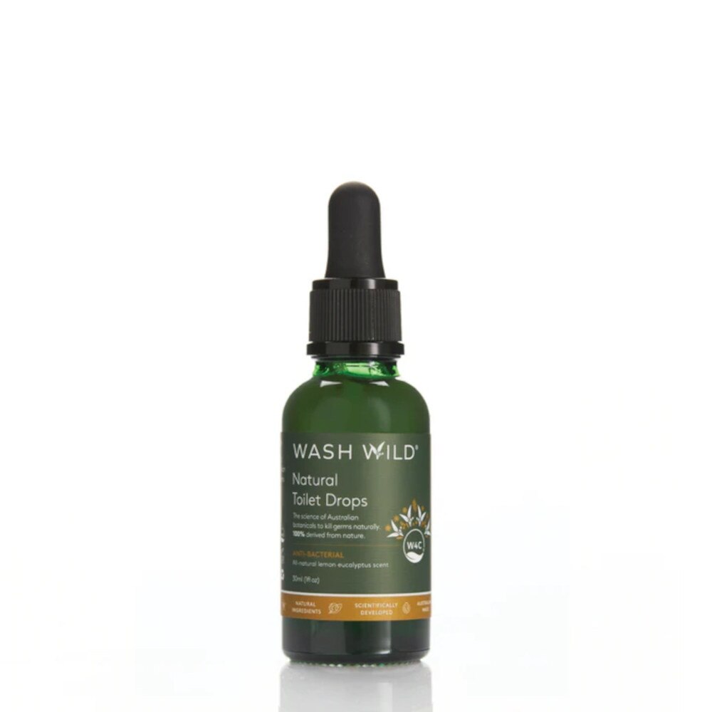 WASH WILD Anti-Bacterial (All Natural Lemon Eucalyptus Scent ) Natural Toilet Drops 30ml