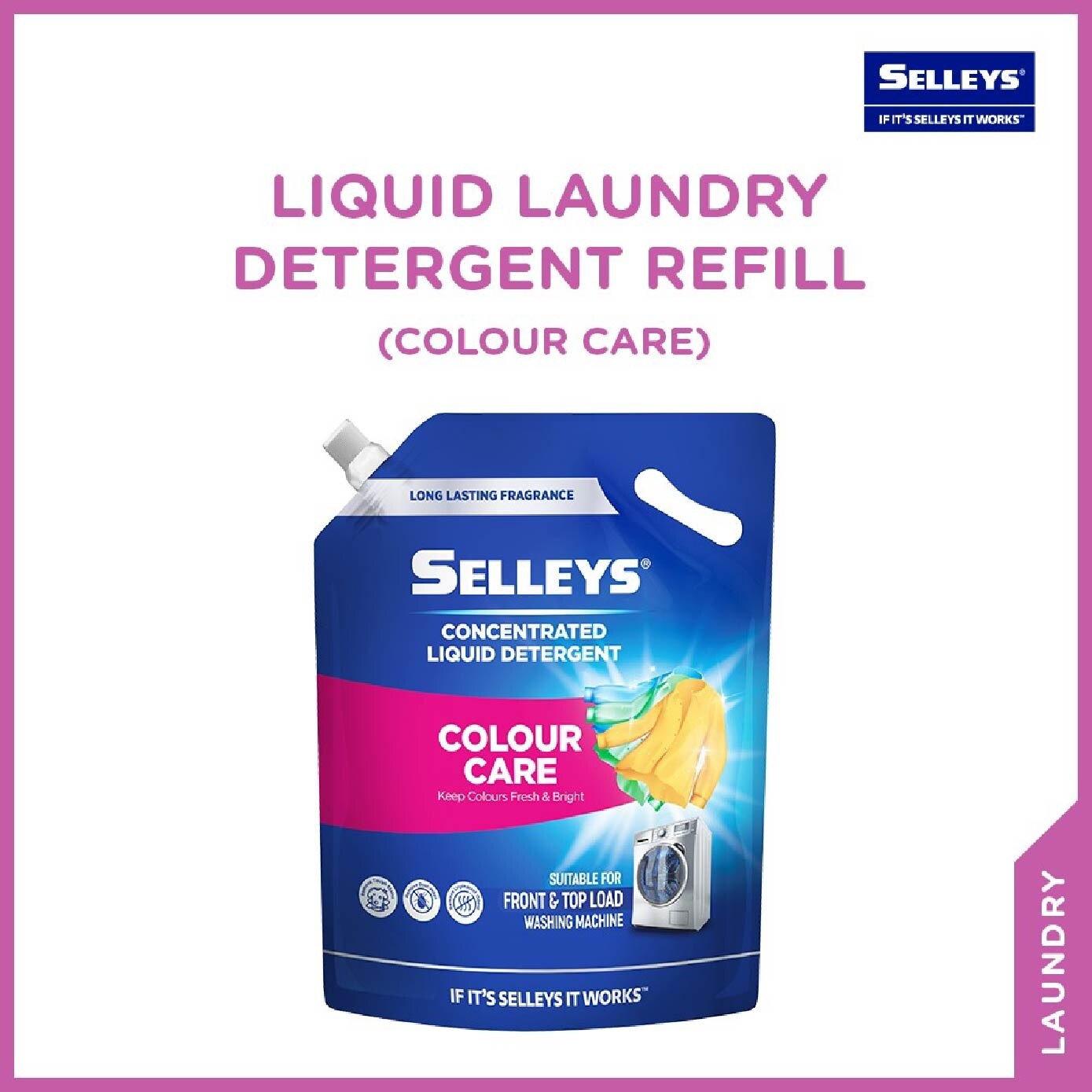 SELLEYS Liquid Laundry Detergent Colour Care Refill Pack 2.4kg