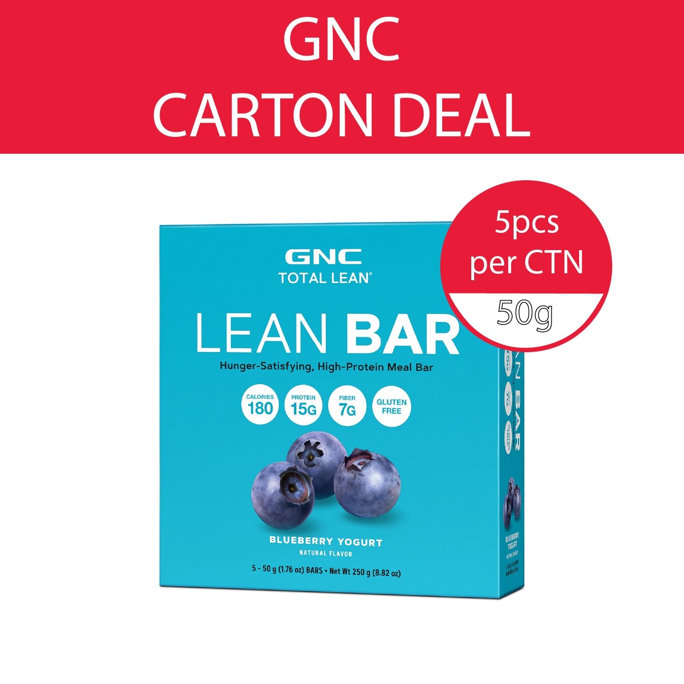 GNC Total Lean Bar Protein Snack Bar Blueberry Yogurt 50g x5s